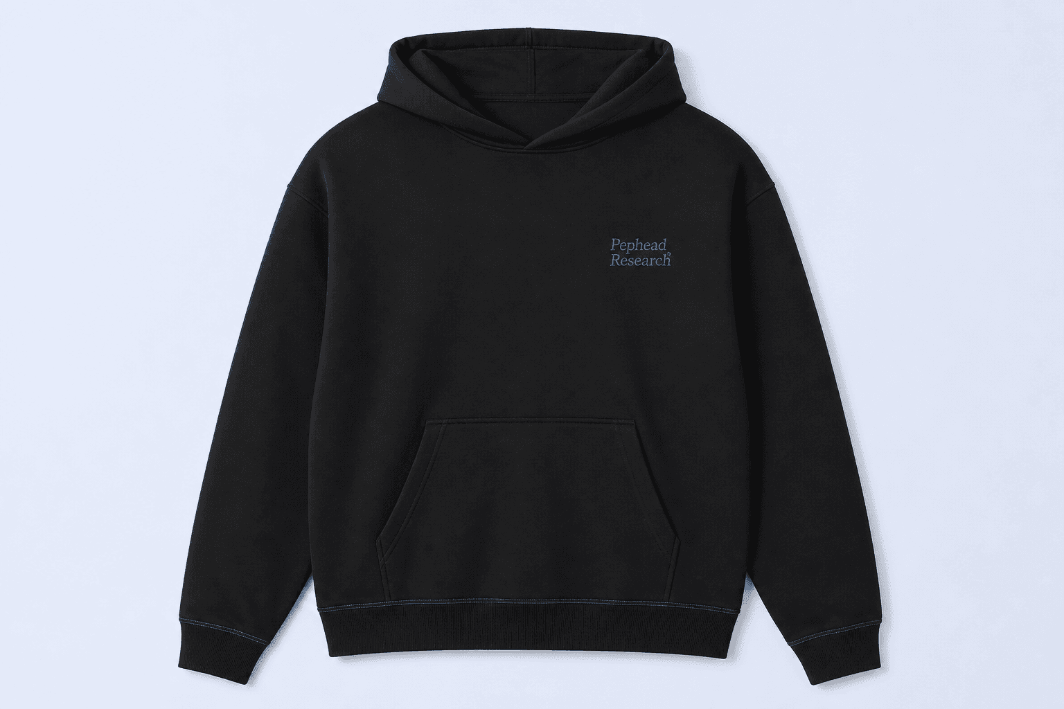 Lab Hoodie — Lab Hoodie — rich black with Cavalry Blue left-chest logo